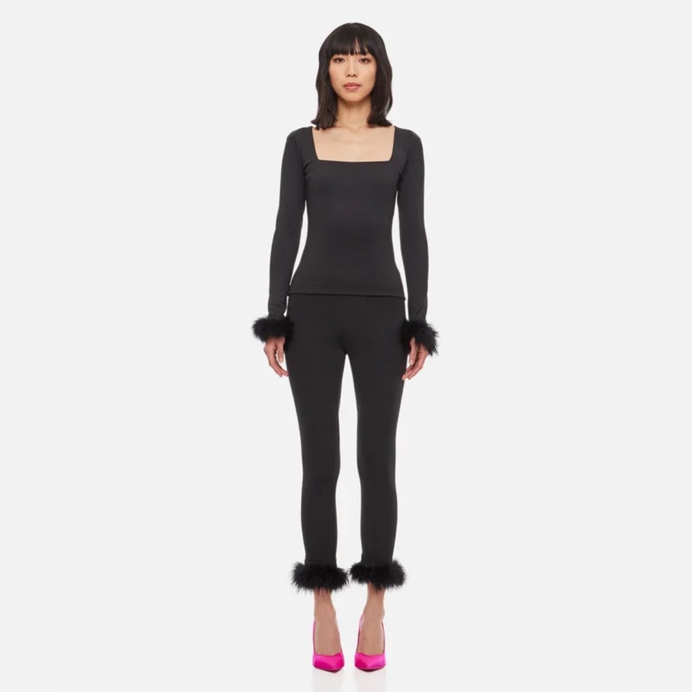 Sleeper Top and Legging Set with Feather Trim
